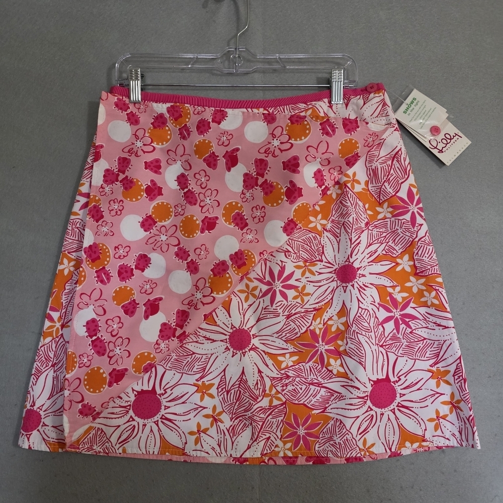 NWT Vtg Lilly Pulitzer Bermuda Pink Floral Reversible Wrap Skirt Size 12 READ* - Picture 2 of 10